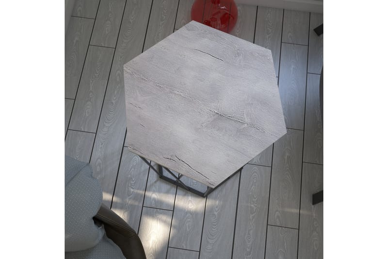 Falan Sidebord 40 cm Hexagon - Natur/Sort - Lampebord - Bakkebord & små borde