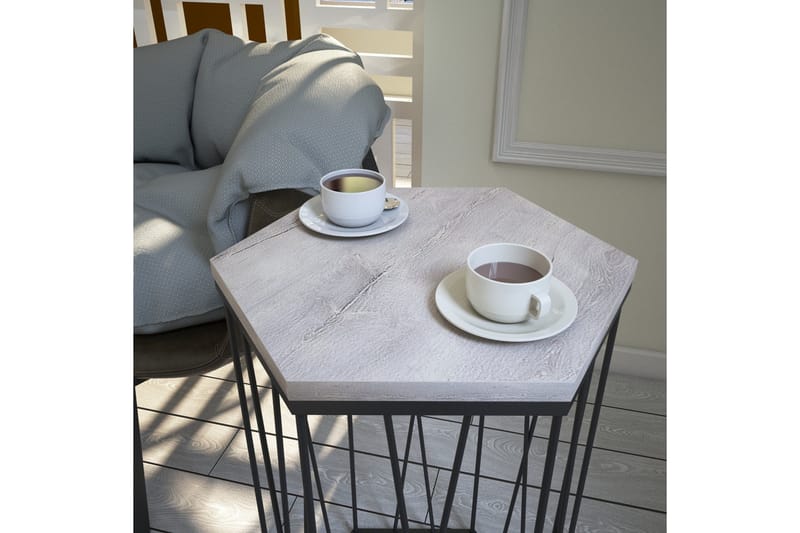 Falan Sidebord 40 cm Hexagon - Natur/Sort - Møbler - Borde - Aflastningsbord - Lampebord