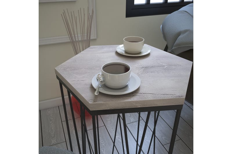 Falan Sidebord 40 cm Hexagon - Natur/Sort - Møbler - Borde - Aflastningsbord - Lampebord