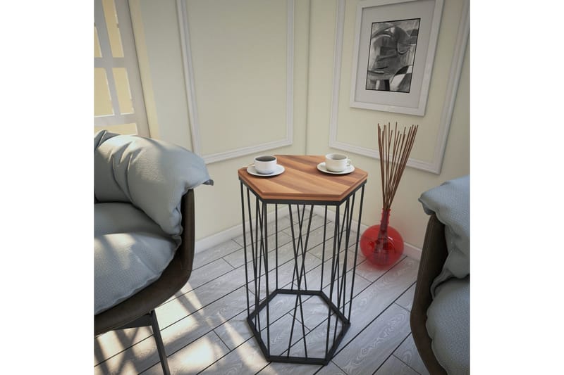 Falan Sidebord 40 cm Hexagon - Valnøddebrun/Sort - Møbler - Borde - Aflastningsbord - Lampebord