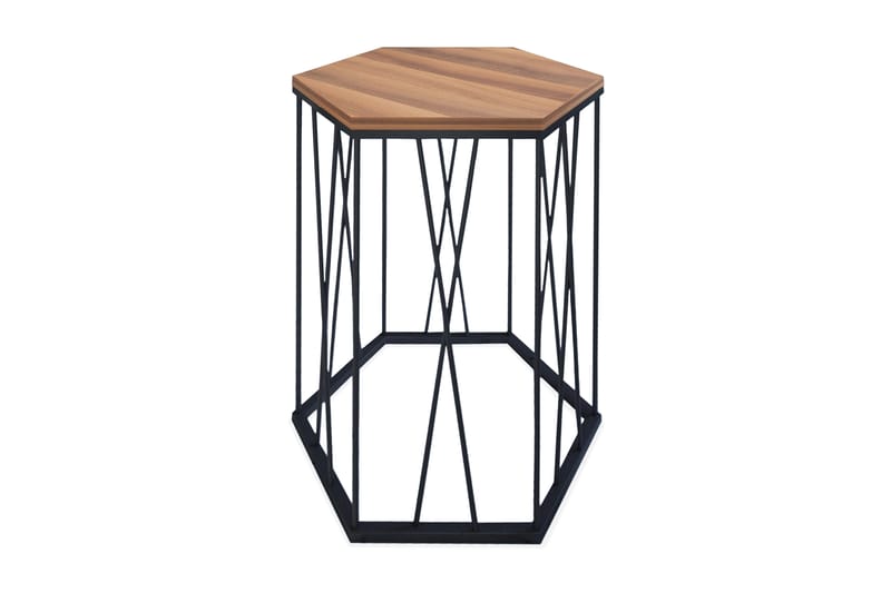 Falan Sidebord 40 cm Hexagon - Valnøddebrun/Sort - Møbler - Borde - Aflastningsbord - Lampebord
