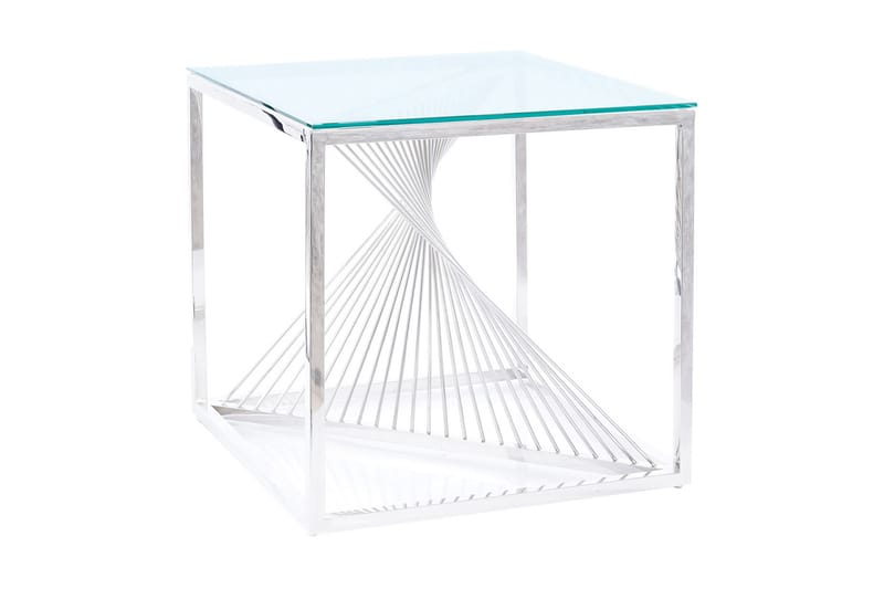 Flamo Sidebord 55 cm - Transparent Glas/Sølv - Lampebord - Bakkebord & små borde