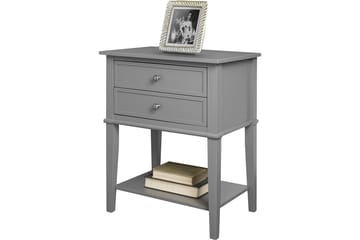 Franklin Sidebord 56 cm 2 Skuffer Grå - Dorel Home - Møbler - Borde - Aflastningsbord - Lampebord