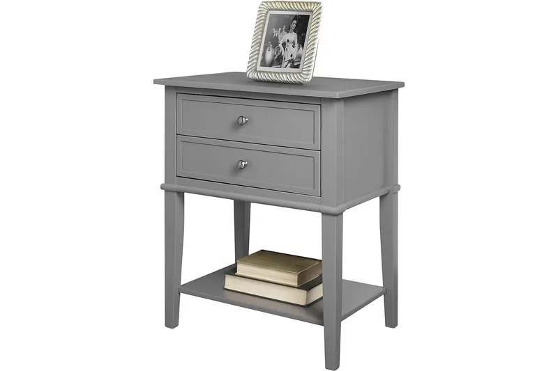 Franklin Sidebord 56 cm 2 Skuffer Grå - Dorel Home - Møbler - Borde - Aflastningsbord - Lampebord