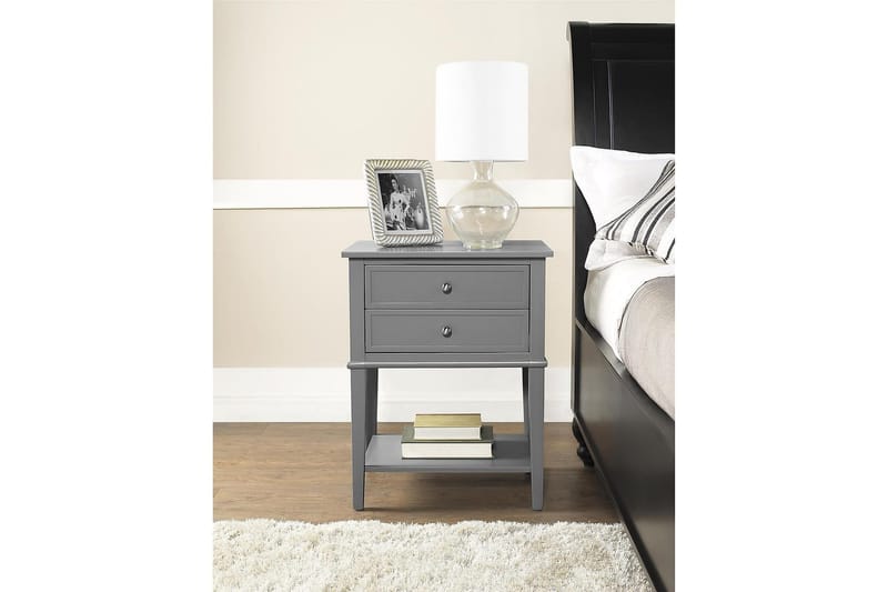 Franklin Sidebord 56 cm 2 Skuffer Grå - Dorel Home - Møbler - Borde - Aflastningsbord - Lampebord