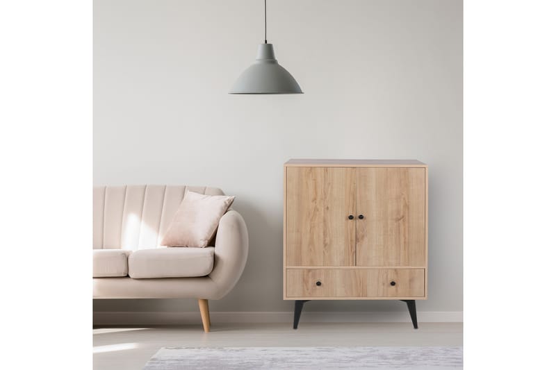 Gibia Sidebord 90 cm - Natur / sort - Møbler - Borde - Aflastningsbord - Lampebord