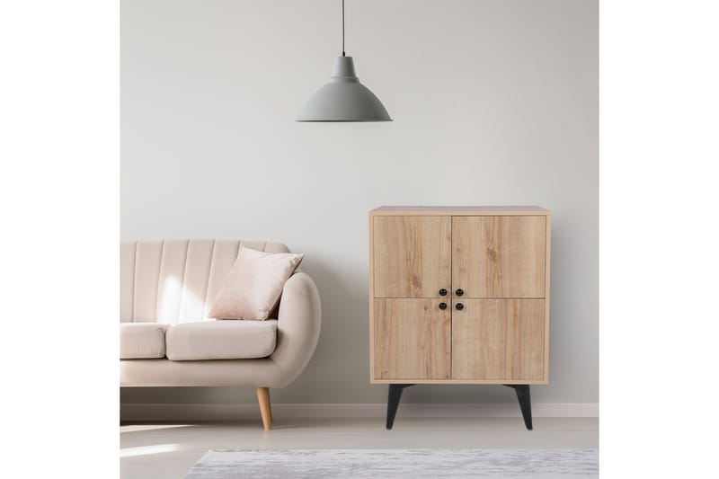 Harbiyes sidebord 70 cm - Natur / sort - Møbler - Borde - Aflastningsbord - Lampebord