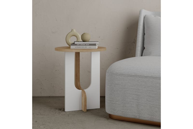 Kafrein Sidebord 40x47x40 cm Rundt - Hvid - Møbler - Borde - Aflastningsbord - Lampebord