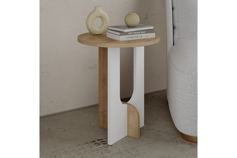 Kafrein Sidebord 40x47x40 cm Rundt - Hvid - Møbler - Borde - Aflastningsbord - Lampebord