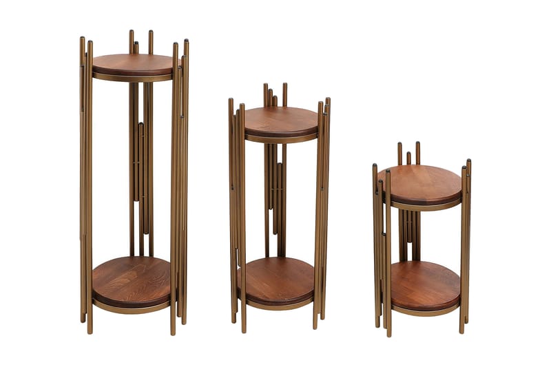 Kokonga Sidebord Sæt - Guld/Brun - Lampebord - Bakkebord & små borde