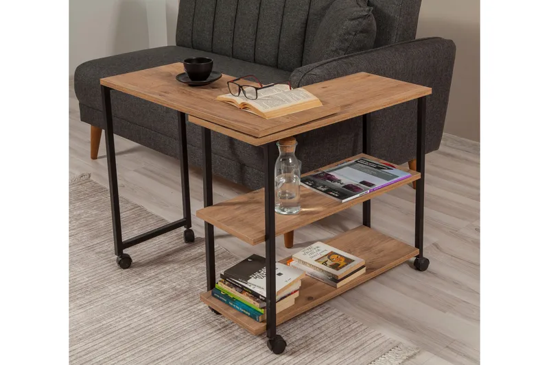 Lantenot sidebord 76 cm - Natur / sort - Møbler - Borde - Aflastningsbord - Lampebord