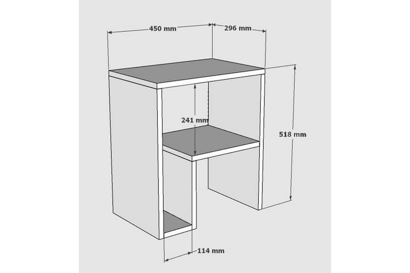 Malem Sidebord 52 cm 2 Hylder - Hvid - Lampebord - Bakkebord & små borde