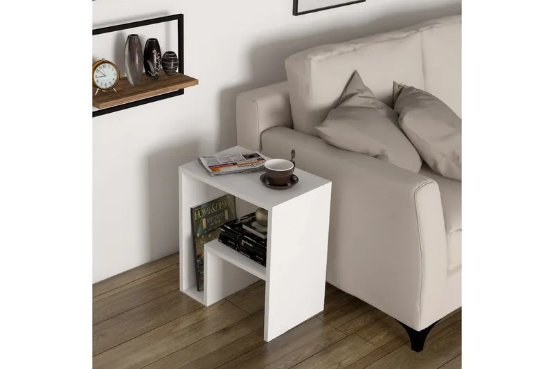 Malem Sidebord 52 cm 2 Hylder - Hvid - Møbler - Borde - Aflastningsbord - Lampebord