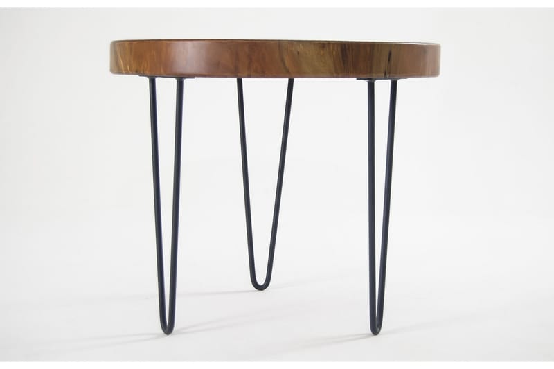 Massive Design Sidebord 76 cm Rundt - Valnød/Sort - Lampebord - Bakkebord & små borde