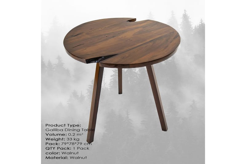 Massive Design Sidebord 77 cm Rundt - Valnød - Lampebord - Bakkebord & små borde