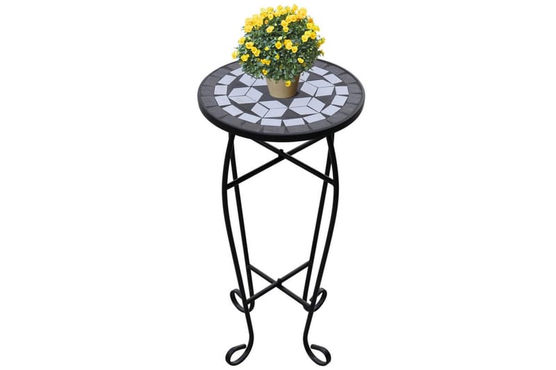 Mosaik Sidebord Plante Bord Sort Hvid - Sort - Møbler - Borde - Aflastningsbord - Lampebord
