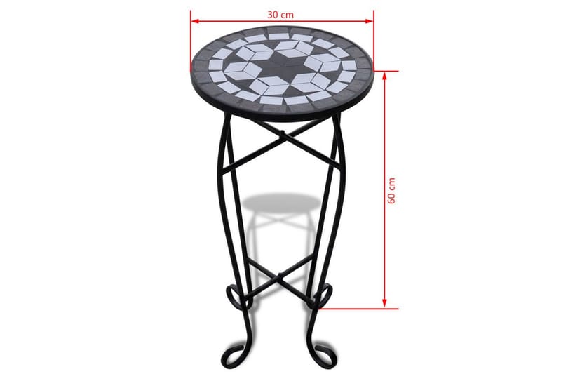 Mosaik Sidebord Plante Bord Sort Hvid - Sort - Møbler - Borde - Aflastningsbord - Lampebord