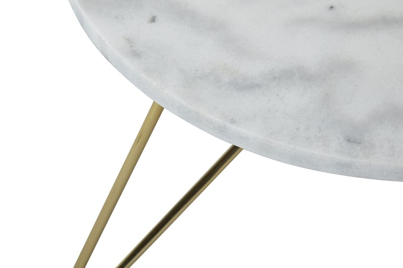 Ponza Sidebord 45 cm Rundt Marmor - Hvid/Messing - Lampebord - Bakkebord & små borde