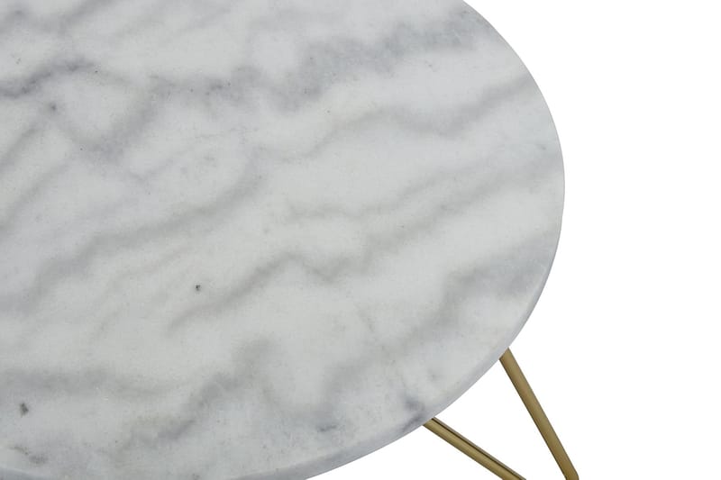 Ponza Sidebord 45 cm Rundt Marmor - Hvid/Messing - Lampebord - Bakkebord & små borde