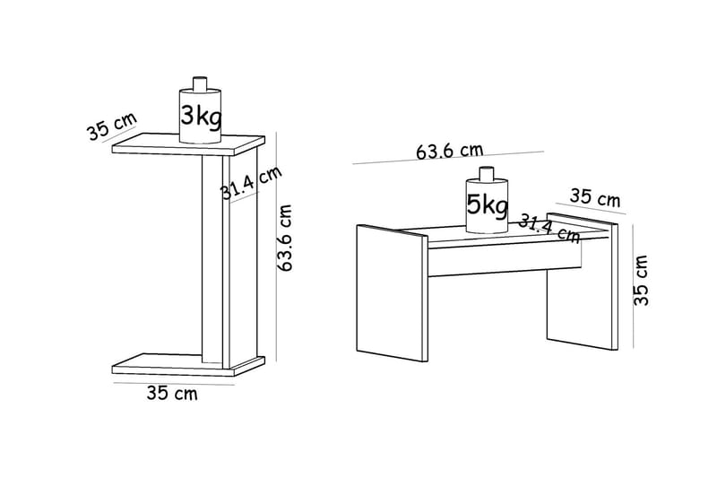 Sedem Sidebord 64 cm - Blå / hvid - Lampebord - Bakkebord & små borde