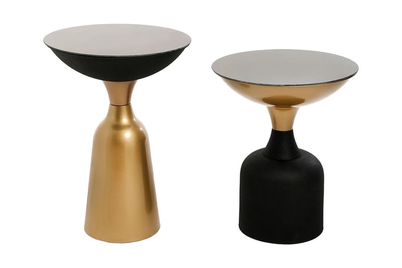 Selder Sidebord Sæt Rundt - Guld/Sort - Lampebord - Bakkebord & små borde