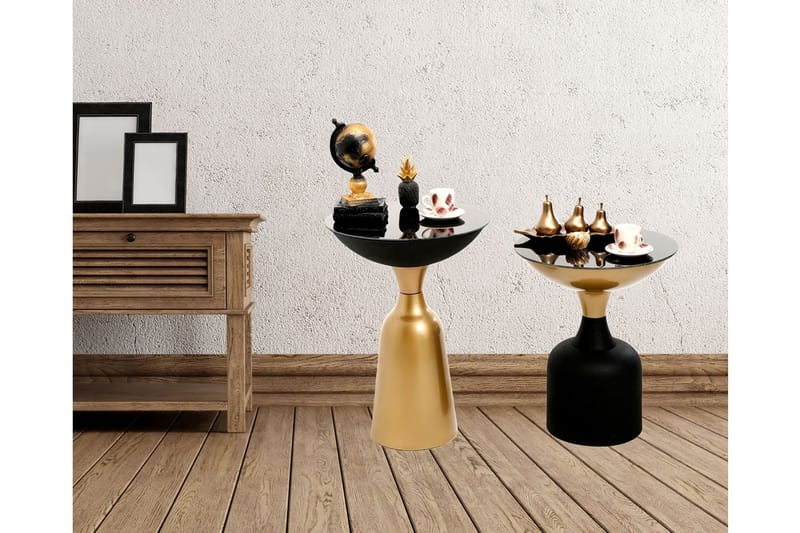 Selder Sidebord Sæt Rundt - Guld/Sort - Lampebord - Bakkebord & små borde