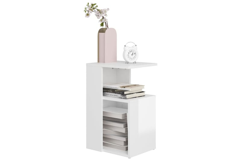 sidebord 36x30x56 cm spånplade hvid højglans - Hvid - Møbler - Borde - Aflastningsbord - Lampebord