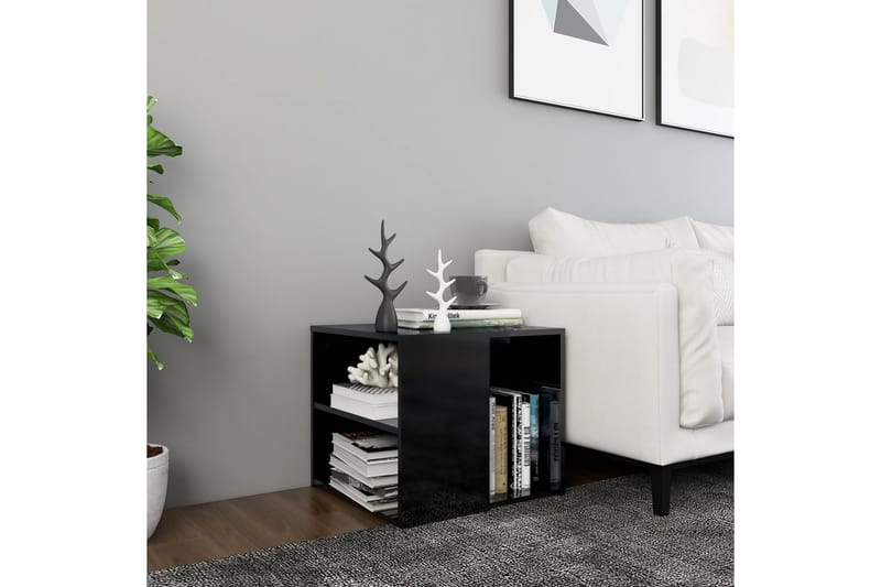 sidebord 50x50x45 cm spånplade sort højglans - Sort - Lampebord - Bakkebord & små borde