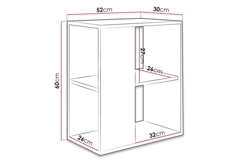Sidebord  52 cm - Hvid - Lampebord - Bakkebord & små borde