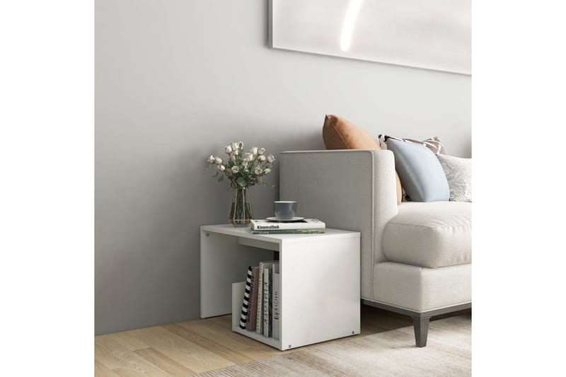 sidebord 59x36x38 cm spånplade hvid - Hvid - Møbler - Borde - Aflastningsbord - Lampebord