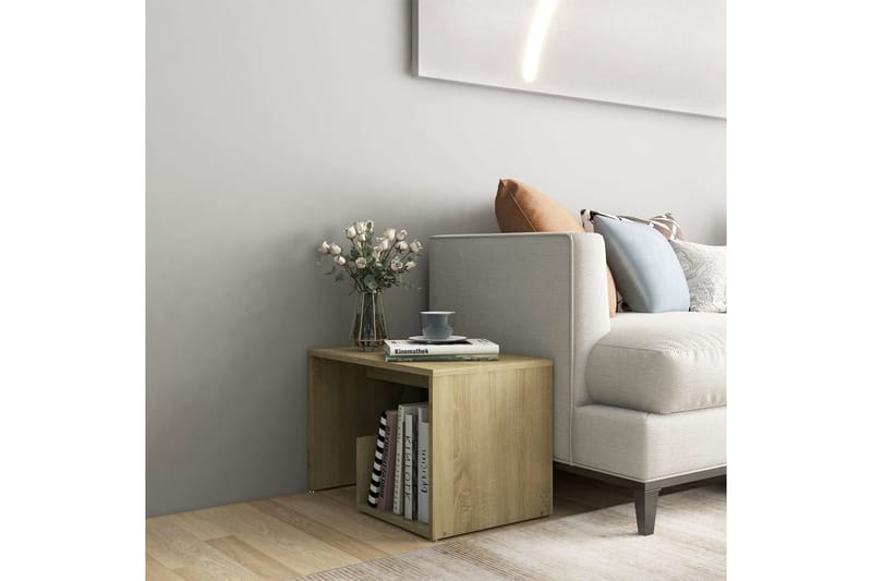 sidebord 59x36x38 cm spånplade sonoma-eg - Brun - Møbler - Borde - Aflastningsbord - Lampebord