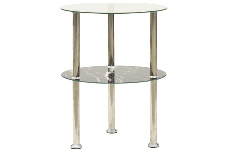 sidebord i 2 niveauer 38 cm hærdet glas transparent og sort - Møbler - Borde - Aflastningsbord - Lampebord