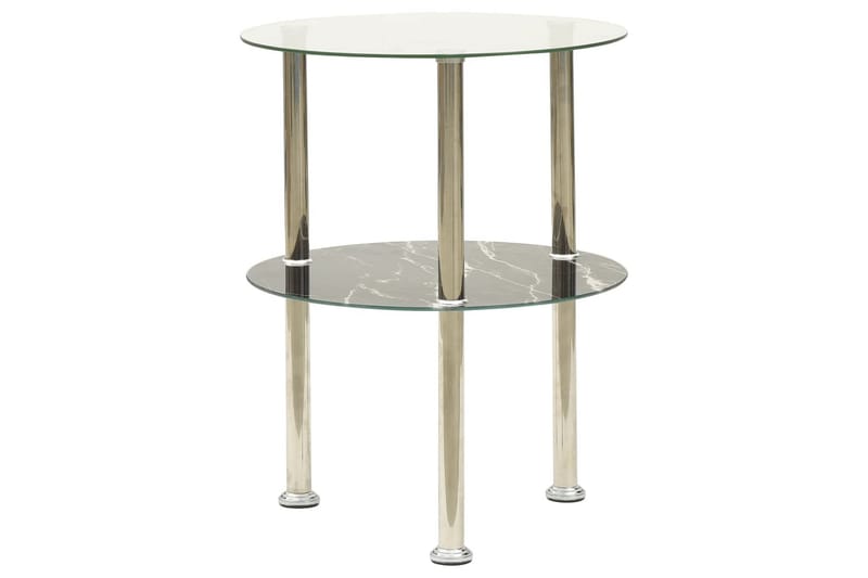 sidebord i 2 niveauer 38 cm hærdet glas transparent og sort - Møbler - Borde - Aflastningsbord - Lampebord
