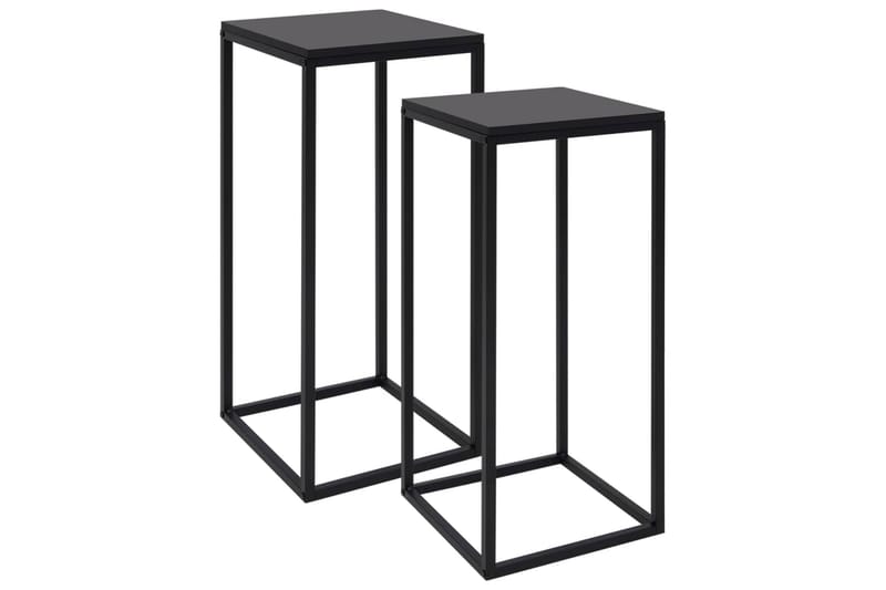 sideborde 2 stk. stål sort - Sort - Møbler - Borde - Aflastningsbord - Lampebord