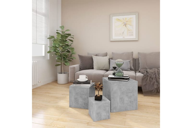 sideborde 3 stk. spånplade betongrå - Gr�å - Lampebord - Bakkebord & små borde