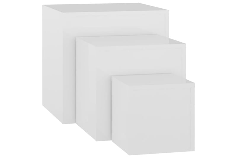 sideborde 3 stk. spånplade hvid højglans - Hvid - Lampebord - Bakkebord & små borde