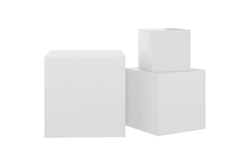 sideborde 3 stk. spånplade hvid højglans - Hvid - Lampebord - Bakkebord & små borde