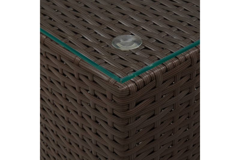 sideborde med glastop 3 stk. polyrattan brun - Brun - Møbler - Borde - Aflastningsbord - Lampebord