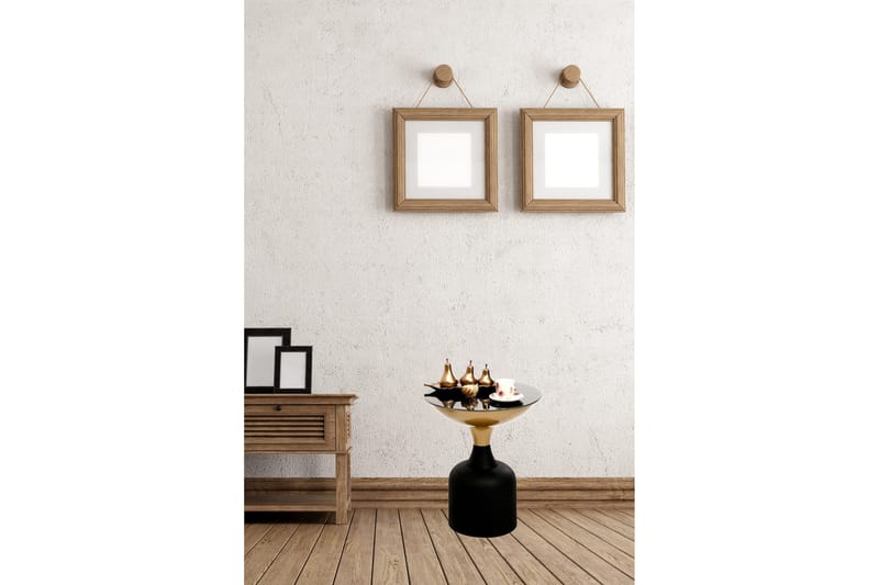 Tessandra Sidebord 42x46x42 cm Rundt - Guld/Sort - Lampebord - Bakkebord & små borde