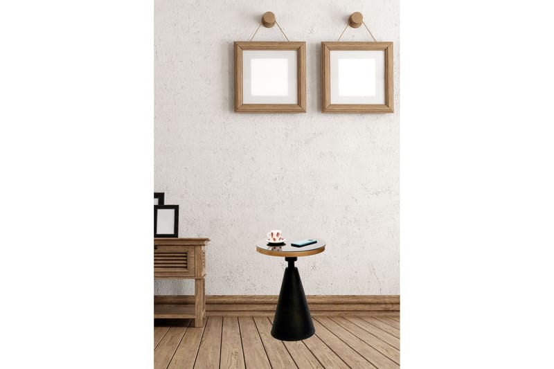 Tessandra Sidebord 42x55x42 cm Rundt - Guld/Sort - Lampebord - Bakkebord & små borde