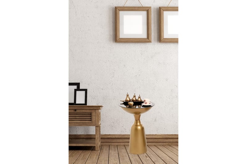 Tessandra Sidebord 42x56x42 cm Rundt - Guld - Lampebord - Bakkebord & små borde