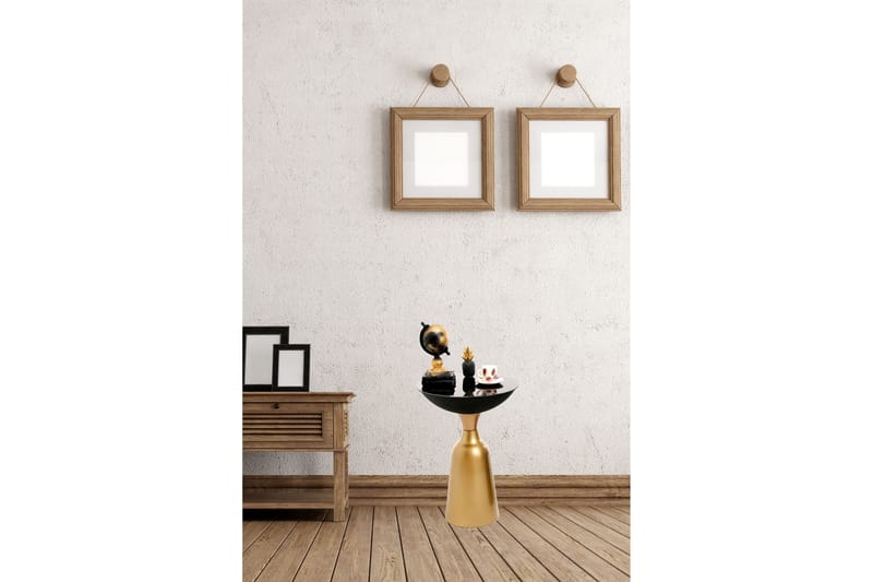 Tessandra Sidebord 42x56x42 cm Rundt - Guld/Sort - Lampebord - Bakkebord & små borde