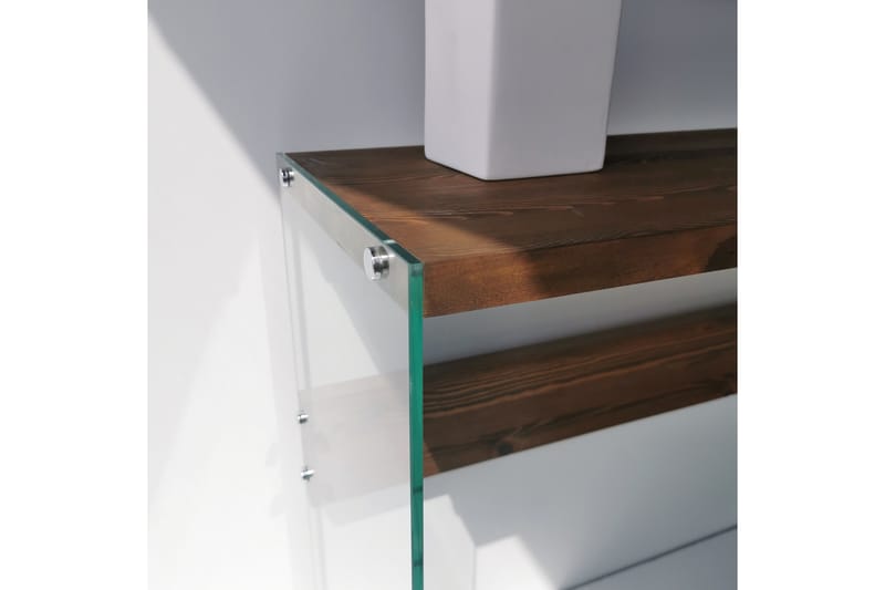 Thorold Sidebord 91 cm - Mørkebrun / Hærdet glas - Lampebord - Bakkebord & små borde