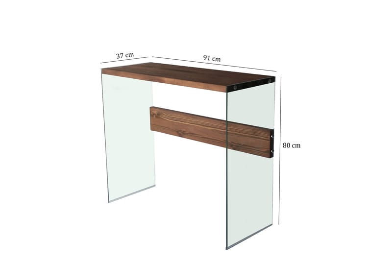 Thorold Sidebord 91 cm - Mørkebrun / Hærdet glas - Lampebord - Bakkebord & små borde