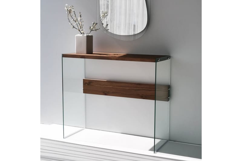 Thorold Sidebord 91 cm - Mørkebrun / Hærdet glas - Møbler - Borde - Aflastningsbord - Lampebord