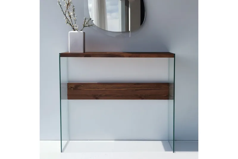 Thorold Sidebord 91 cm - Mørkebrun / Hærdet glas - Møbler - Borde - Aflastningsbord - Lampebord