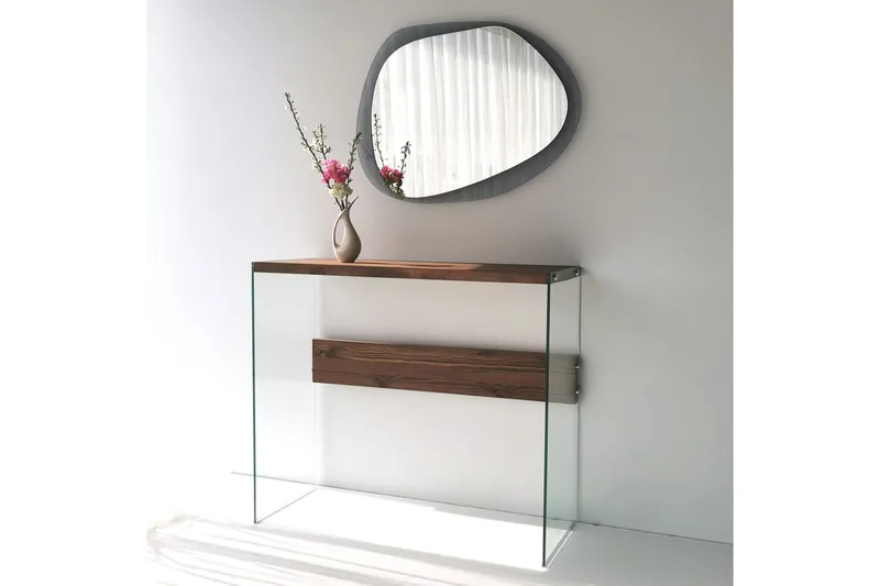 Thorold Sidebord 91 cm - Mørkebrun / Hærdet glas - Møbler - Borde - Aflastningsbord - Lampebord