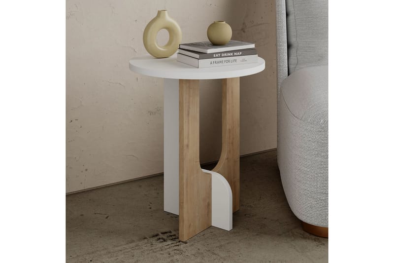 Timiza Sidebord 40x47x40 cm Rundt - Hvid - Møbler - Borde - Aflastningsbord - Lampebord