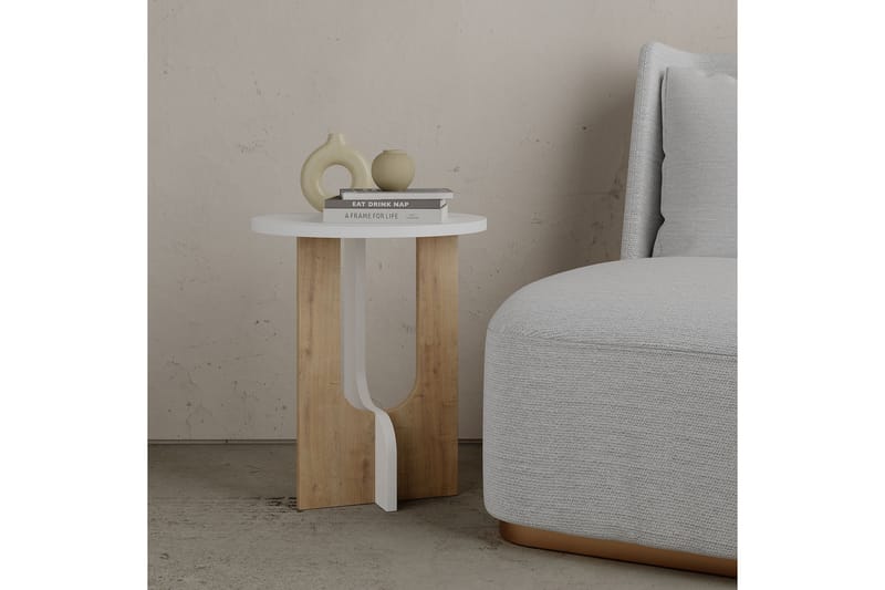 Timiza Sidebord 40x47x40 cm Rundt - Hvid - Møbler - Borde - Aflastningsbord - Lampebord