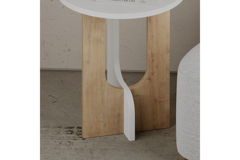 Timiza Sidebord 40x47x40 cm Rundt - Hvid - Møbler - Borde - Aflastningsbord - Lampebord